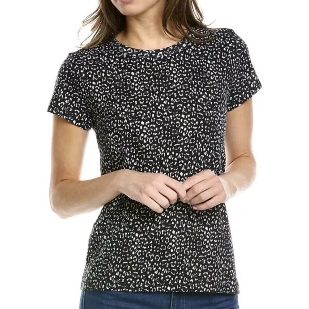 Rag & Bone Short Slv Crew Neck Animal Print T Shirt Sz XS Organic Pima Cotton